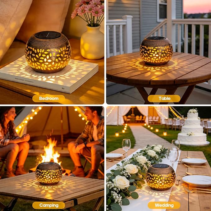 JMEXSUSS Solar Lanterns Outdoor Waterproof, Outdoor Lanterns for Porch, Solar Table Lamps for Outside Patio, Garden, Camping, Desk, Yard, Copper