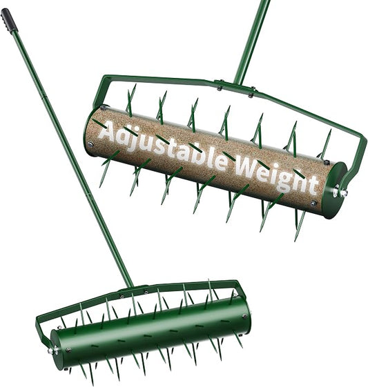 21” Lawn Aerator, Heavy-Duty Manual Lawn Aerator Tool with 50” Metal Handle for Lawn Care, Grass Aerator Lawn Aeration Machine for Garden, Yard, Cropland to Loose Soil