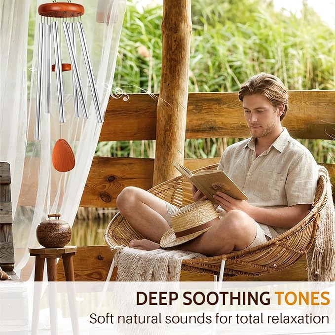 Wind Chimes for Outside, Fathers Day Dad Gifts for Men & Gifts for Women, Mom, Grandma, Deep Tone Soothing Melodic Chimes, Memorial & Sympathy Wind Chimes, Suitable for Garden, Porch & Patio Decor