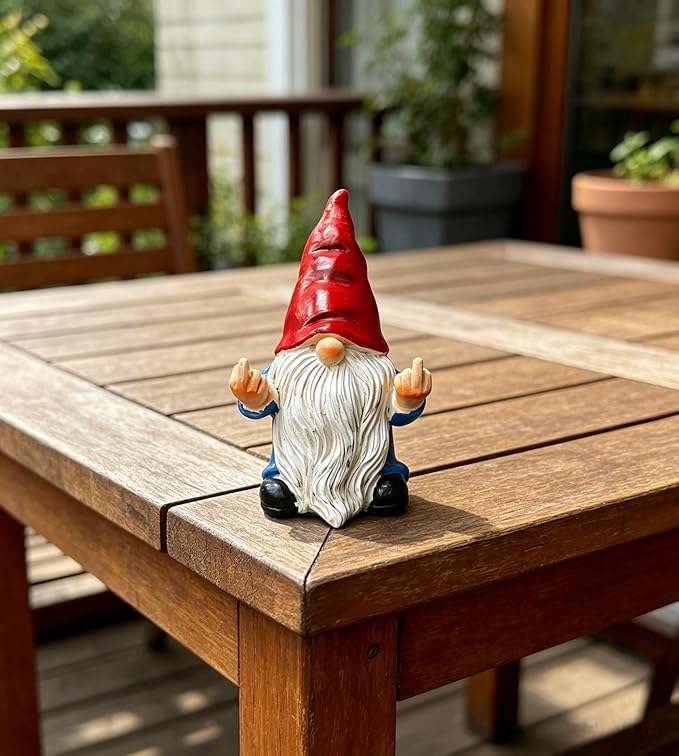 QINJIEJIE Garden Gnomes Outdoor Funny Gnome 3.5in Naughty Gnomes for Fairy Garden Yard Decoration Lawn Ornament Gnome Statue for Home Decor