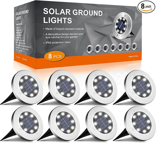 INCX 4.6 inch Solar Lights for Outside,8 Pack Solar Light Outdoor Waterproof, Garden Lights Landscape Lighting for Patio Pathway Lawn Driveway Walkway White