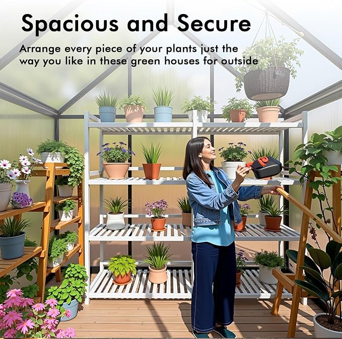 6X6FT Small Greenhouses, Enhanced Aluminum Small Greenhouse for Outdoors and Garden Planting, Green Houses for Outside Withstands Bad Weather to Protect Vegetable or Plants