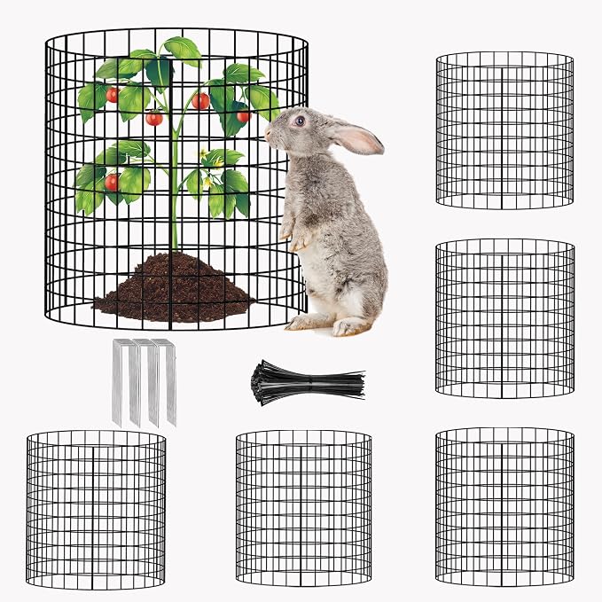 18 Pcs 11.8 in x12 in Wire Plant Protector Cages - Chicken Wire Cloche Animal Barrier, Metal Mesh Plant Cage with Stakes and Ties for Raised Bed Vegetables, Flowers, Shrubs & Plants