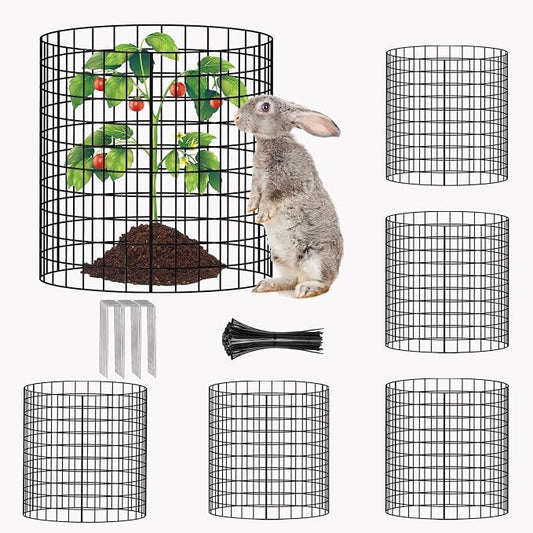 18 Pcs 11.8 in x12 in Wire Plant Protector Cages - Chicken Wire Cloche Animal Barrier, Metal Mesh Plant Cage with Stakes and Ties for Raised Bed Vegetables, Flowers, Shrubs & Plants