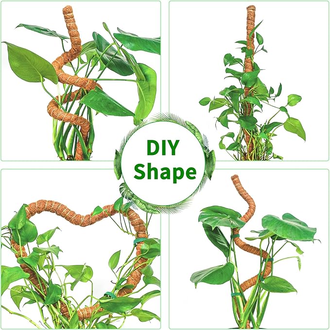 2 Pack 48 Inch Moss Pole Monstera Plant Support, Coir Moss Poles for Climbing Indoor Plants, Bendable Plant Stake Trellis for Potted Plant, Pothos, Philodendron