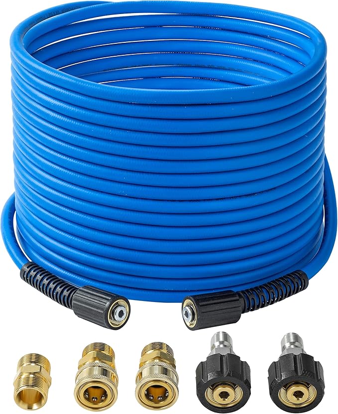 FIXFANS Pressure Washer Hose – 1/4" X 50 FT High Power Washer Extension Hose – Kink & Wear Resistant High Pressure Hose for Replacement – Compatible with M22 Fittings – 3600PSI