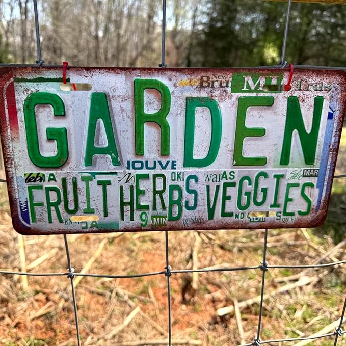 Vintage Garden Metal Tin Sign License Plate Wall Decor for Garden Lover 12 x 6 Inches - april showers bring may flowers
