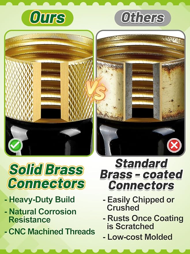 5ft Female to Female Short Garden Hose with Brass Fittings - Stainless Steel Metal Leader Hose Connector for Hose Reel, Heavy Duty & Flexible, for Outdoor Cleaning Car Pet
