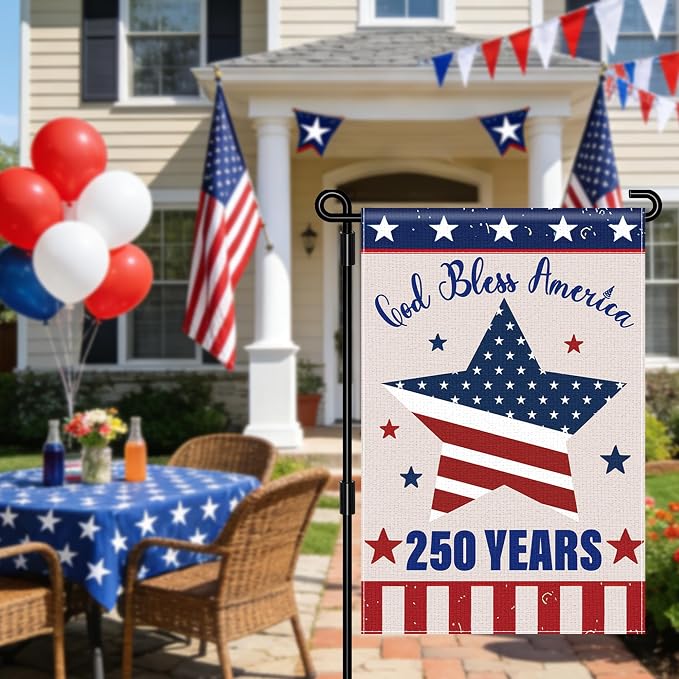 250 Anniversary USA Garden Flag, 250 Year American Anniversary Flag Patriotic Double-Sided Garden Flag