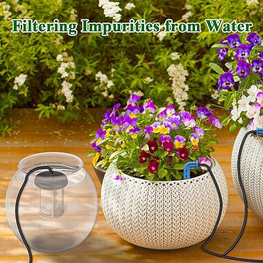 Solar Irrigation System Accessories for Plant Watering Devices Accessories for Potted Plants,Irrigation System Kit Accessories with 10M Hose / 10 Drippers / 10 T-Connectors/Filter
