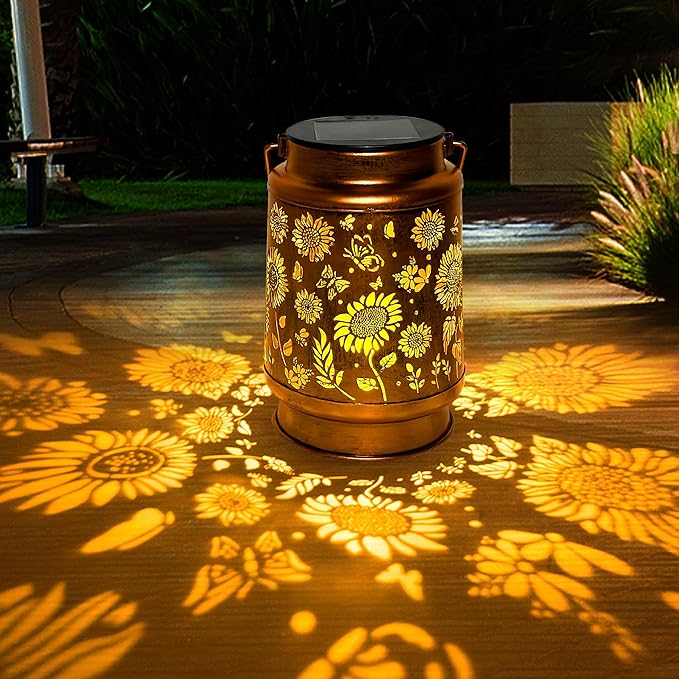 ANYTALK Birthday Gifts for Women Mom Grandma, Sunflower Solar Lanterns Outdoor Waterproof, Hanging Solar Lights for Yard, Patio, Porch, Garden Decor
