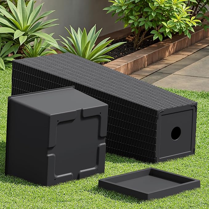 Devoko Resin Tall Planters for Outdoor Plants Set of 2, Large Taper Outdoor Planter Pots with 4 Drainage Holes, Flower Pots Modern Decor for Porch, Patio, Backyard, Garden(Black, 32" with Trays)