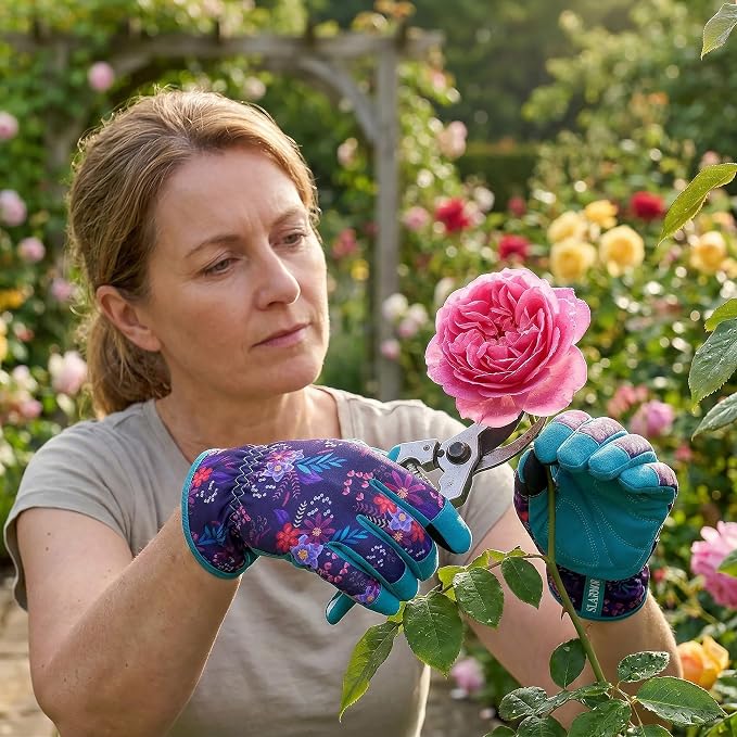 Leather-Gardening-Gloves for Women,Thorn-Proof Work-Gloves for Weeding,Digging,Planting,Pruning Yard garden Gloves