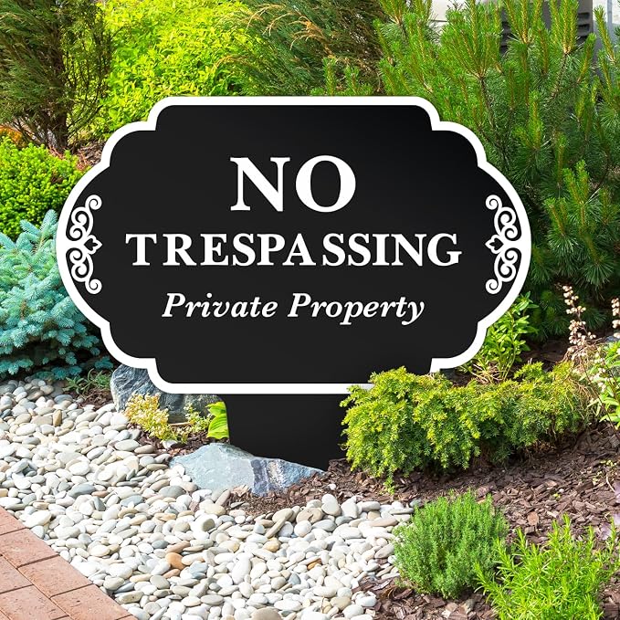 Custom Yard Signs, No Trespassing, Personalized Inground Sign For Outdoor Use Sky Sign, 12x15 Inches, Aluminum Composite Made in USA