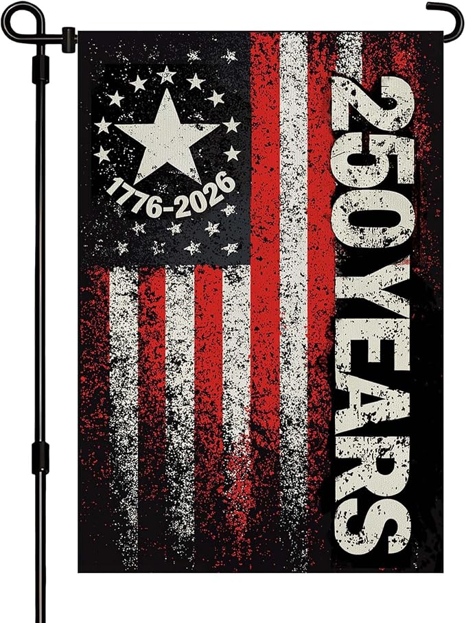 250 Anniversary USA Garden Flag, Double Sided Waterproof Distressed Patriotic Flag 1776-2026, Outdoor Yard Decor 12x18