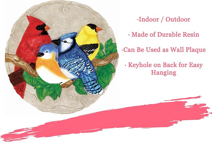 Spoontiques - Garden Décor - Bright Birds Stepping Stone - Decorative Stone for Garden