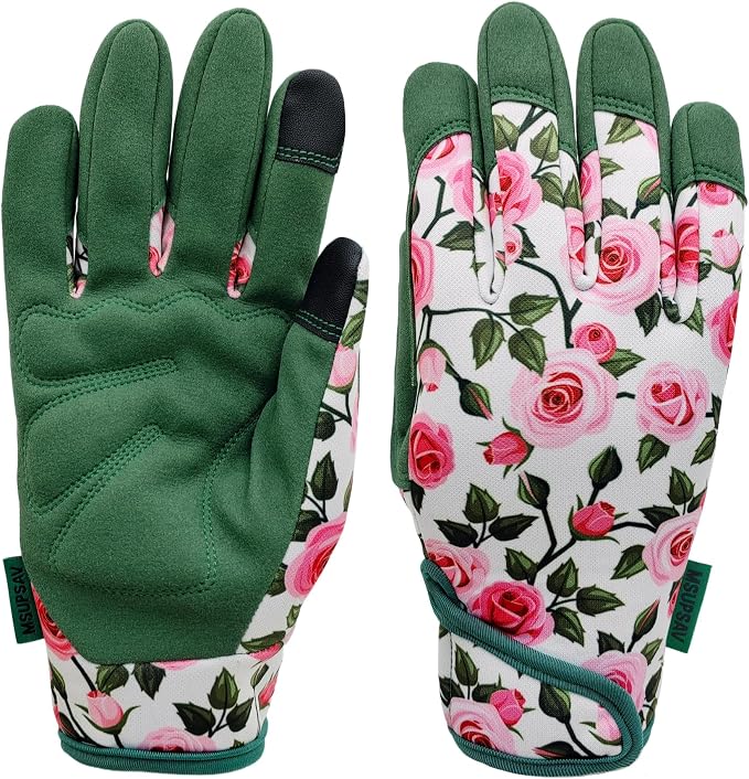 Gardening Gloves,Women Yard Work Garden Glove,Gifts | Thorn Proof,Puncture Resistant,Touchscreen,Gift,Leather,Spandex