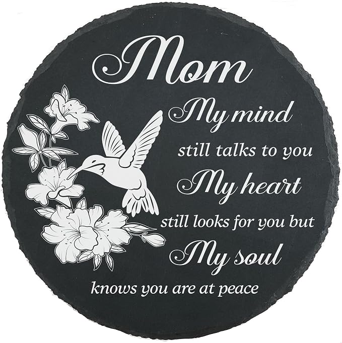 Memorial Slate Stone for Loss of Mom Sympathy Gifts in Memory of Mother Garden Stepping Stone - My Mind Still Talks to You