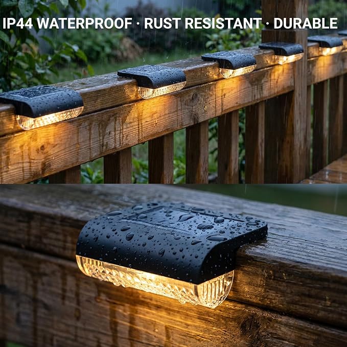 Herzila Solar Step Lights Outdoor, 12-Pack Solar Deck Lights for Stairs, Solar Fence Lights 3000K Warm White, Auto Dusk-to-Dawn, Weather Resistant Step Lights for Deck Railing Patio