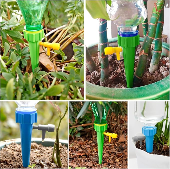 20 Pack Self Watering Spikes, Plant Watering Devices Plant Watering Spikes with Adjustable Control Valve Switch, Plant Watering Devices for Indoor Outdoor Potted Plants