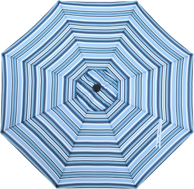 MASTERCANOPY Patio Umbrella 10 ft Replacement Canopy for 8 Ribs-Navy and Blue Stripe Canopy Only