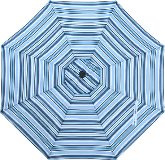 MASTERCANOPY Patio Umbrella 10 ft Replacement Canopy for 8 Ribs-Navy and Blue Stripe Canopy Only