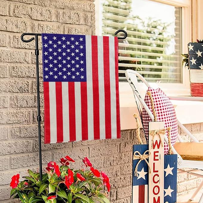 URSKYTOUS American Garden Flag Small American Flag Double Sided 12×18 Inch Weatherproof Patriotic USA Garden Flags Outside Thick Burlap Stars and Stripes Flags for Outdoor Yard Patio Lawn Decor