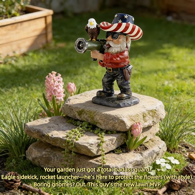 Patriotic Gnomes, Military gnome,gnome,4th of July/Army/Armed Gnomes Fighting, for Men,USA, Military Gifts,Veteran Gifts,Desk Decor for Men,Mens Office Decor 001