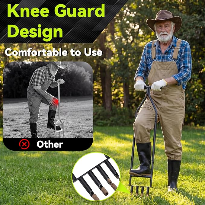 Manual Lawn Core Aerator Tool, Heavy Duty Carbon Steel Lawn Aerator, Ergonomic Labor-Saving Yard Garden Tool for Compacted Soil, Lawn Care Essentials