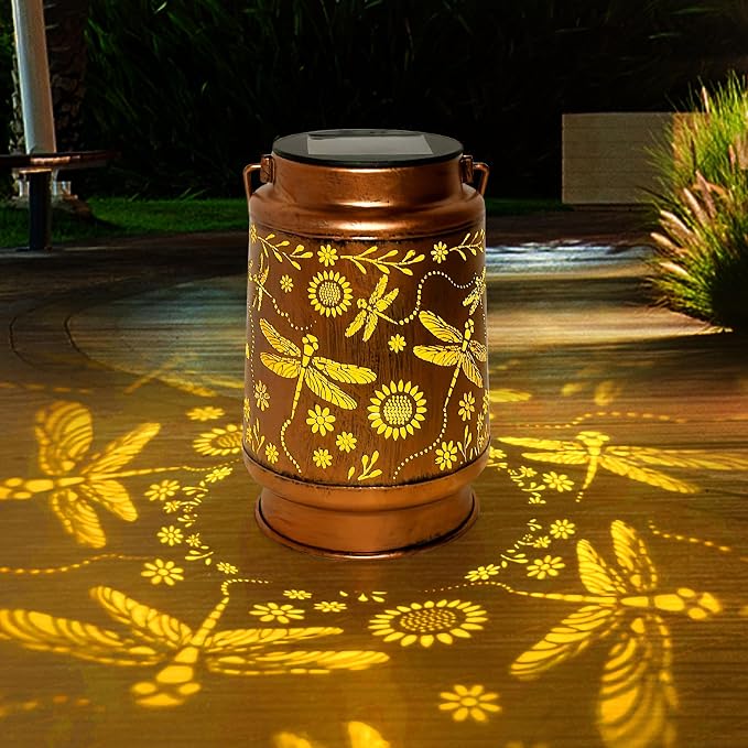 ANYTALK Birthday Gifts for Women Mom Grandma, Dragonfly Solar Lanterns Outdoor Waterproof, Hanging Solar Lights for Yard, Patio, Porch, Garden Decor