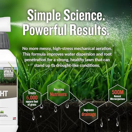 Turf Titan Thatch Buster Liquid Lawn Aerator and Dethatcher (32 oz) with Hose End Sprayer – Liquid Soil Loosener for Compacted & Clay Lawns – Improves Drainage & Root Growth – Covers 6,000 Sq Ft