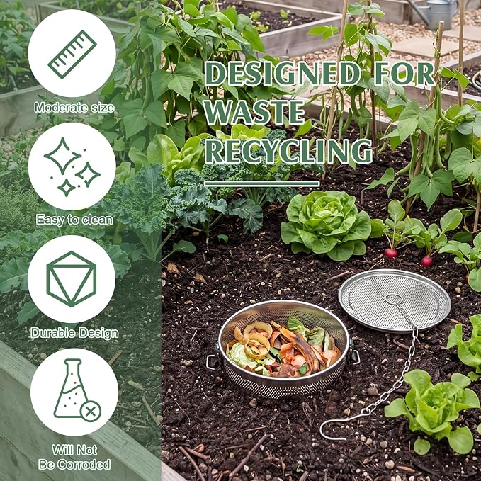 2 Set Inground Worm Farm 2.6 L Garden Mini Vermicomposting Bin Stainless Steel Outdoor Compost Bin with Handle for Garden Beds & Home Use Vermicomposting Box Kitchen Food Waste with Holes