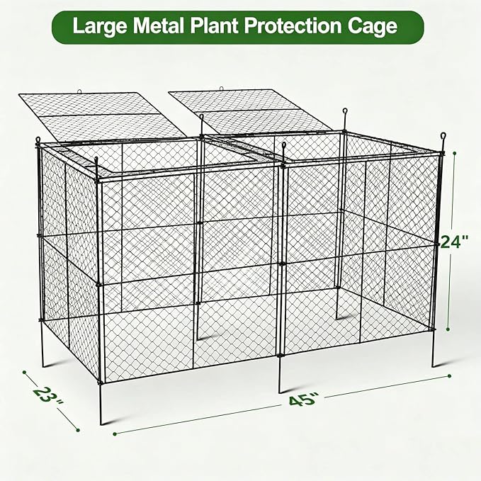 Crop Cage, 45"×23"×24" Garden Cage to Keep Animals Out, Chicken Wire Cloche, Heavy-Duty Plant Protector for Raised Garden Bed, Protect Vegetables from Rabbits Squirrels