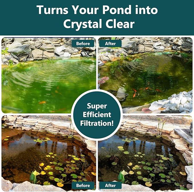 AquaMiracle Pond Filter with Pump Fountain Kits | 850GPH Pond Filter with Pond Pump & Fountain Kit | 3 Spray Patterns | Water Feature | Koi Pond Filters for Outdoor Ponds 500-750 Gal