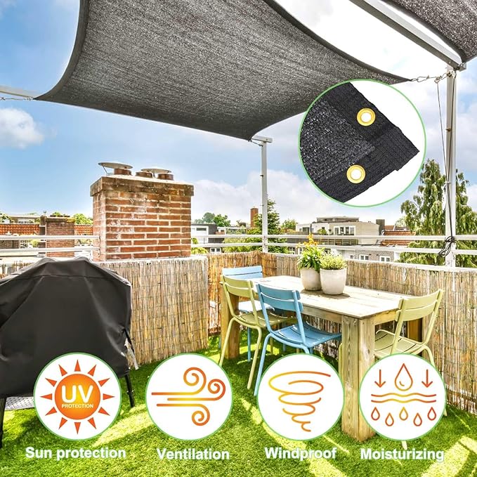 Mklsit Garden 40% Shade Cloth, 10 x 20 FT Shade Mesh Tarp with Reinforced Brass Grommets, Black Outdoor Sunblock Shade Cloth Cover for Plants, Greenhouse, Patio, Chicken Coop, Tomatoes Sun Shade Net