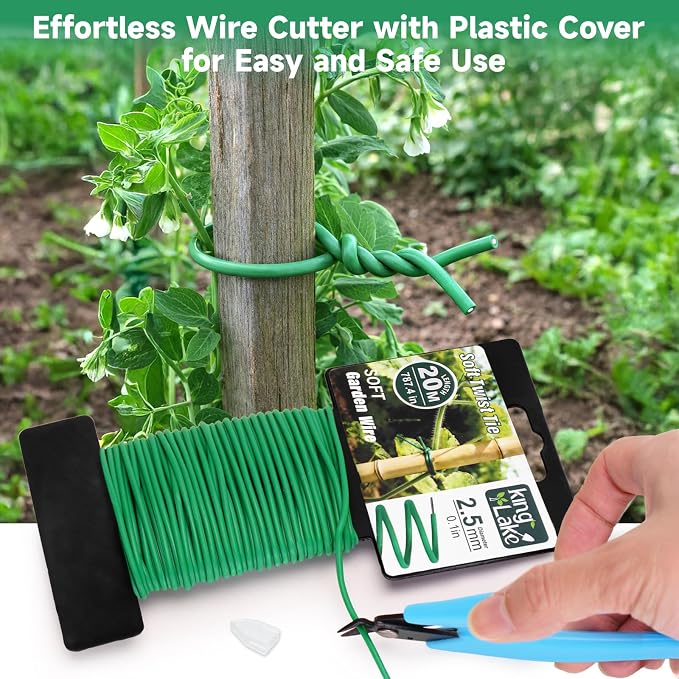 KINGLAKE Green Garden Wire with Pliers - 132 Feet 2.5mm Garden Ties Soft Plant Twist Ties Plant Wire for Climbing Plants Tomatoes Support Vines Vegetables Flowers Indoor & Outdoor Gardening Training