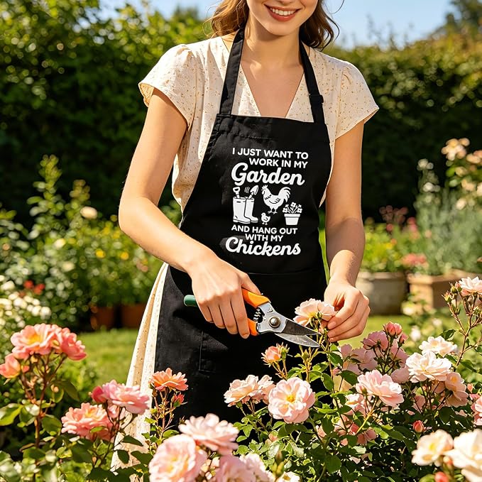 Funny Gardening Apron for Women with Pockets, Garden Gifts for Gardener Plant Lover Mom Grandma Birthday