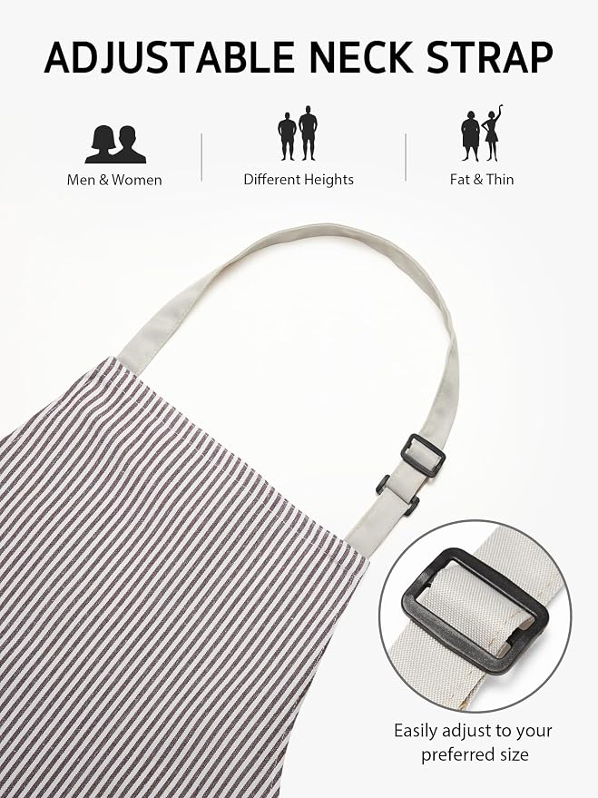 Syntus Apron for Men Women, Adjustable Cooking Kitchen Chef Aprons with 2 Pockets