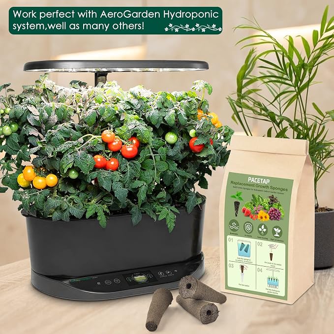 PACETAP 30 Pack Grow Sponges Compatible with AeroGarden, Replacement Refill Grow Sponge for Hydroponic Indoor Garden System