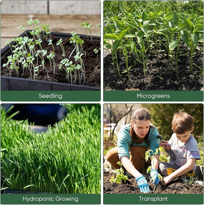 Sckee Upgraded 20 Pack Plant Growing Trays Seed Starting Tray Microgreens Growing Trays Seedling Plant Germination Starter Tray Transplant Fodder Flats, No Holes, No Leakage, Reusable (1015)