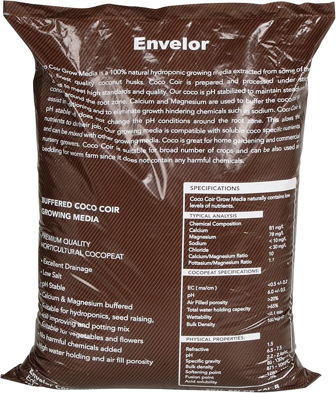 Potting Soil Mix 50 Liter Bag Envelor Indoor Plants Soil for Outdoor Plants 1.75 Cubic Feet Potting Mix Hydrated Coco Coir for Plants Buffered Ready to Use Natural Plant Top Soil