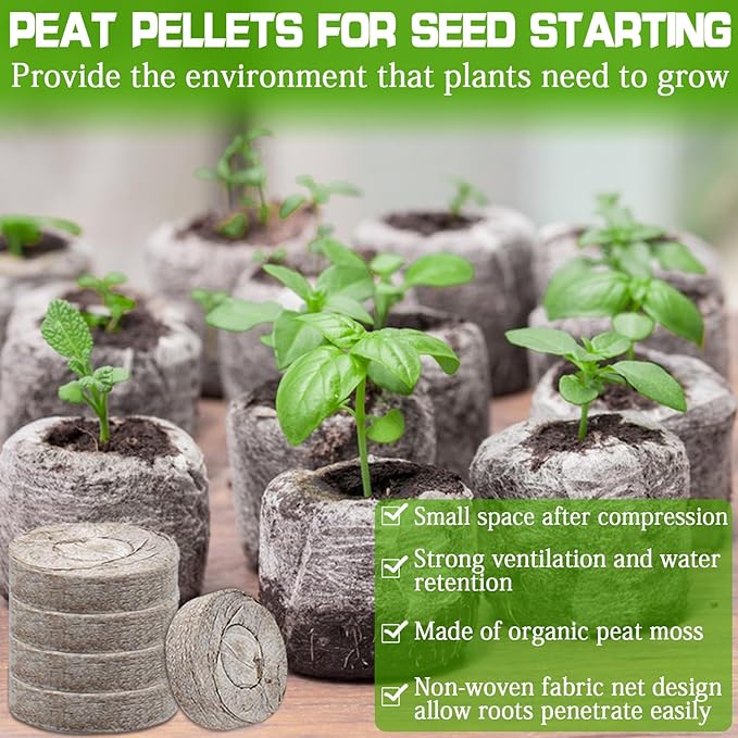 ZeeDix 55Pcs 30mm Seed Starter Pods, Compressed Peat Pellets Seed Starter Soil for Seed Starting, Growing Vegetables, Herbs & Flowers, Indoor Outdoor Gardening Transplanting