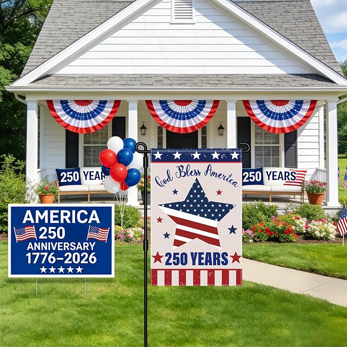 250 Anniversary USA Garden Flag, 250 Year American Anniversary Flag Patriotic Double-Sided Garden Flag