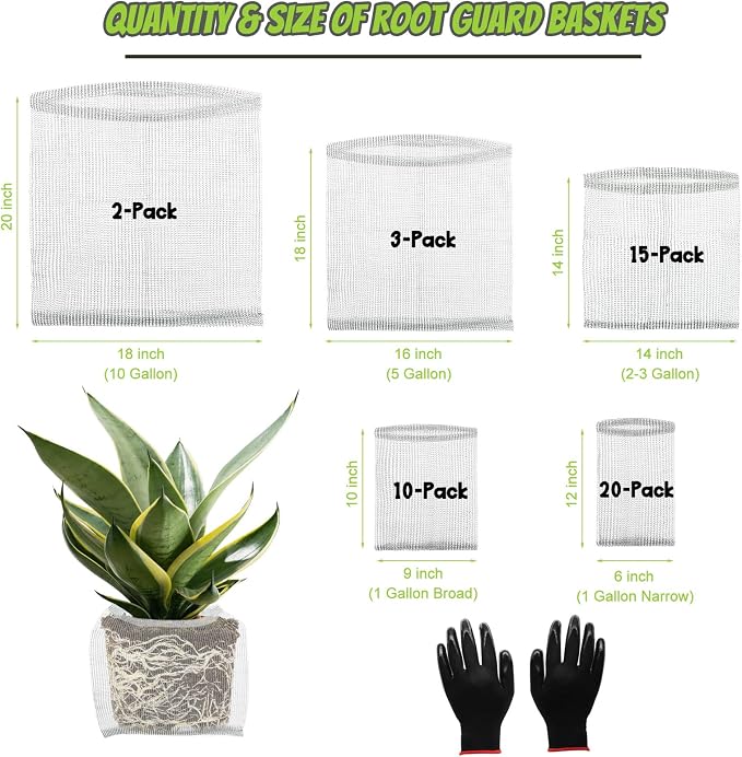 50 Pcs Root Guard Gopher Proof Stainless Wire Steel Baskets, 1 Gallon 3 Gallon 5 Gallon 10 Gallon Gophers Moles Voles Mesh Baskets Protect Plant Roots Tubers Trees Flowers Crops (Mix Size)