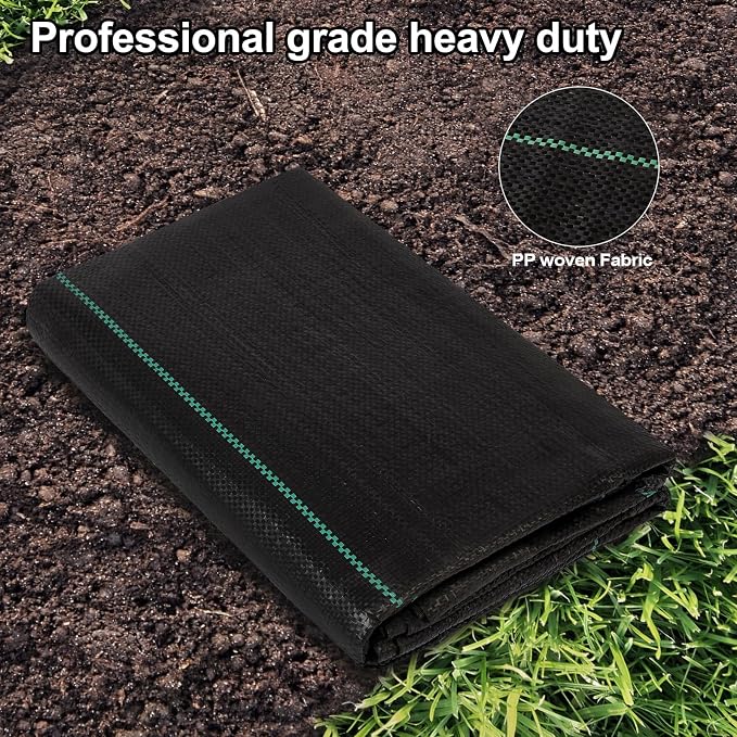 Jevrench 3.2oz Weed Barrier Landscape Fabric Heavy Duty, 3.3ft x 15ft Premium Garden Landscaping Fabric, Ground Cover Weed Control Fabric Outdoor Weed Mat Garden Lawn Fabric