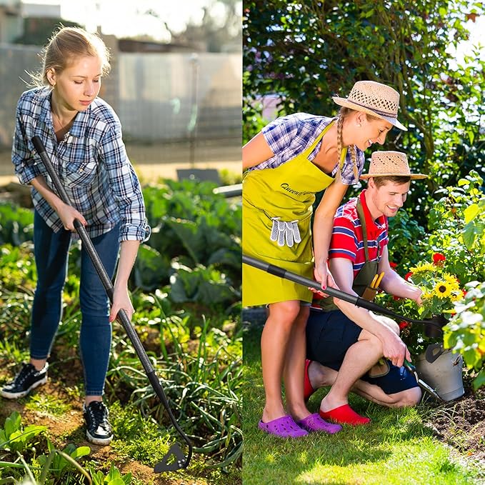 Garden Hoe for Weeding, Heavy Duty Hollow Hoe Garden Tool with Long Handle, 5FT Weeder Gardening Hand Tool for Loosening Planting
