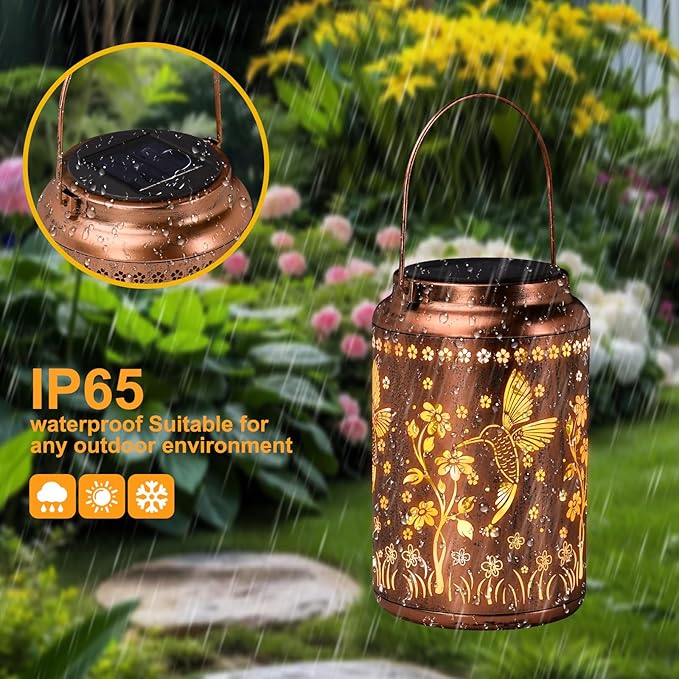 Solar Lanterns Hummingbird Outdoor for Women - Elegant Hanging Lights for Garden Patio Yard Backyard Decor Christmas Birthday Gifts Mothers Day Gifts for Mom Grandma Wife Seniors