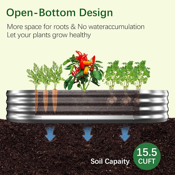 Galvanized Garden Bed kit for Vegetables/Herbs/Flowers (6X3X1)