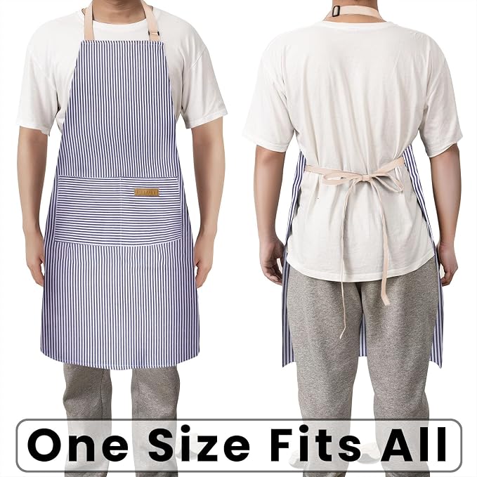 BeLuyi Adjustable Bib Apron with 2 Pockets Chef Cooking Kitchen Restaurant Aprons for Women Men