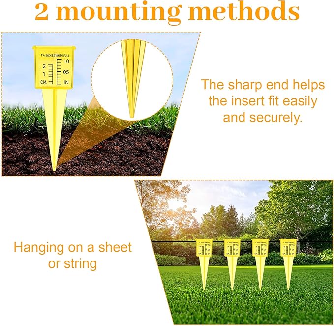 20pack Yellow Transparent Rain Gauge, Sprinkler Gauge Compact Portable 1.5" Wide Mouth Outdoor Rain Gauges For Yard Lawn Garden With Inch And Centimeter Scales Accurate Rainfall Measurement